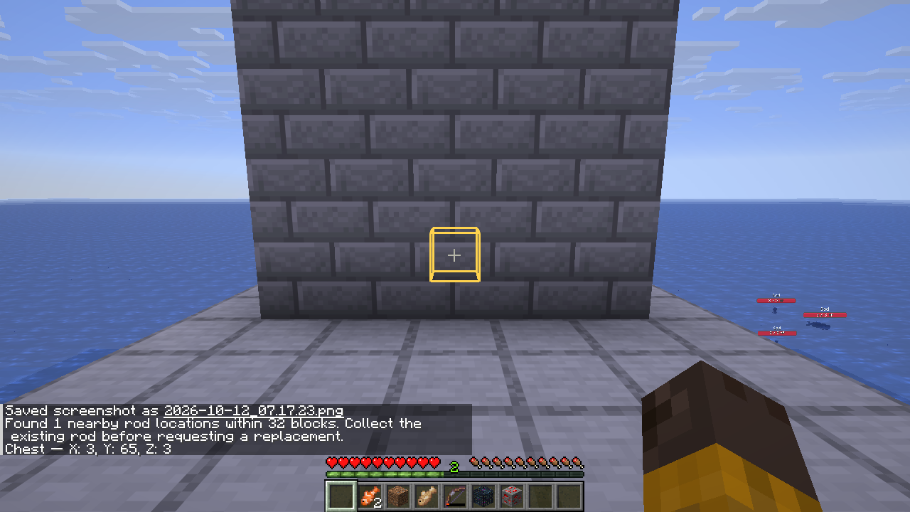 Gold rod-container outline through a solid wall