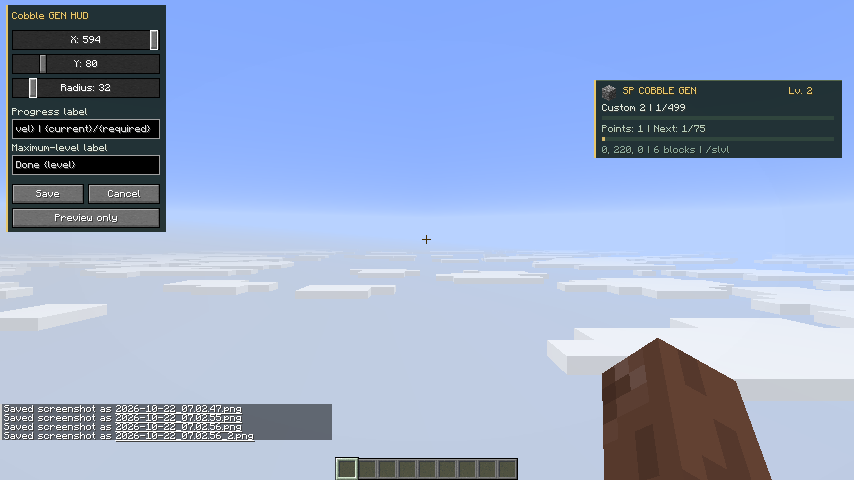 HUD sliders and live preview