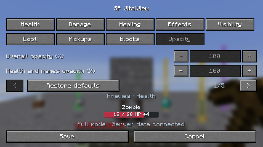 Independent opacity controls